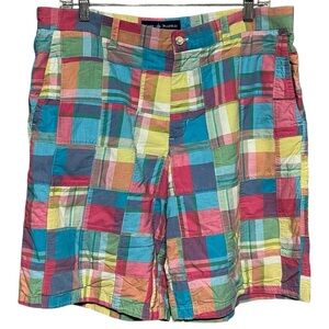 Cape Madras Patchwork Shorts Multi-Color Misses Size 14